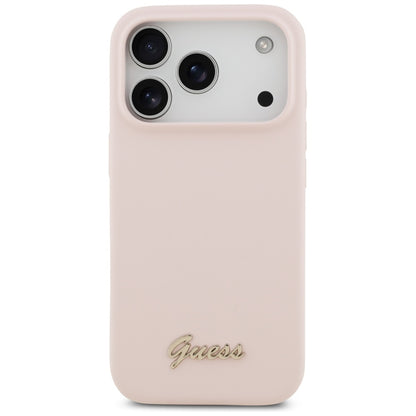 MagSafe futrola za Apple iPhone 17 Pro, Guess, Script Metal Logo, Svijetlo roza