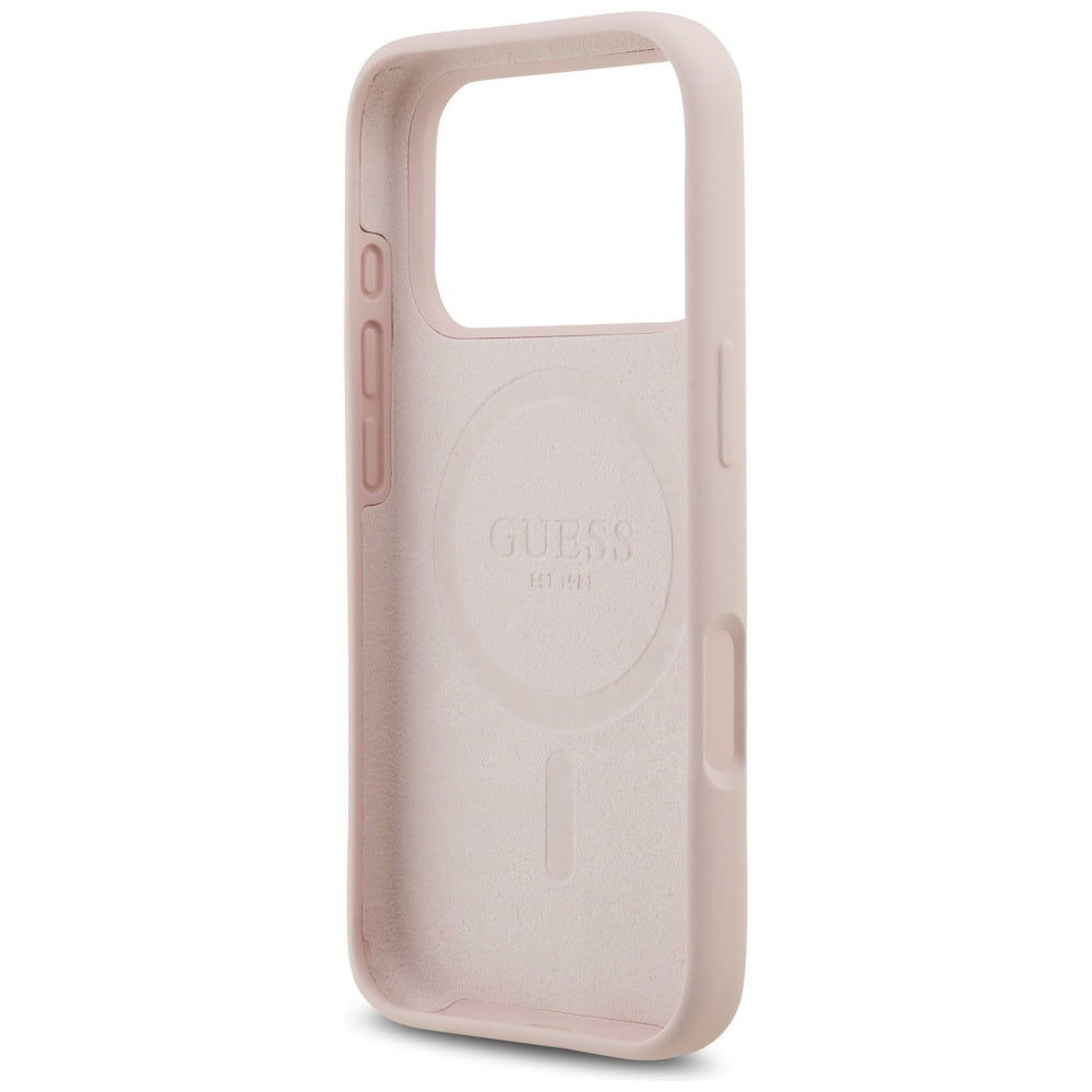 MagSafe futrola za Apple iPhone 17 Pro, Guess, Script Metal Logo, Svijetlo roza