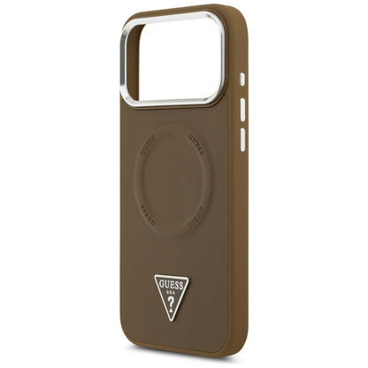 MagSafe futrola za Apple iPhone 17 Pro, Guess, Triangle Logo, Srebrno smeđa