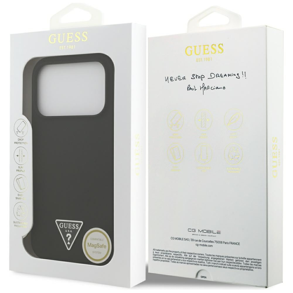 Futrola MagSafe za Apple iPhone 17 Pro, Guess, Triangle Logo, Crna
