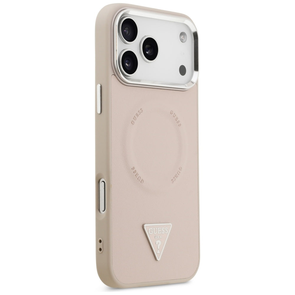 MagSafe futrola za Apple iPhone 17 Pro, Guess, Triangle Logo, Srebrno Roza