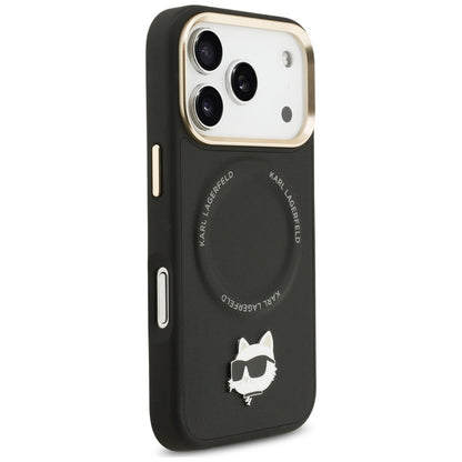 MagSafe futrola za Apple iPhone 17 Pro, Karl Lagerfeld, Big Strap Choupette Metal Logo, Crna