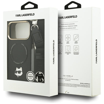 MagSafe futrola za Apple iPhone 17 Pro, Karl Lagerfeld, Big Strap Choupette Metal Logo, Crna
