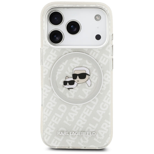 Futrola MagSafe za Apple iPhone 17 Pro, Karl Lagerfeld, Glitter Karl & Choupette Head, Bijela