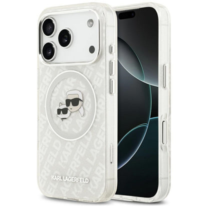 Futrola MagSafe za Apple iPhone 17 Pro, Karl Lagerfeld, Glitter Karl & Choupette Head, Bijela