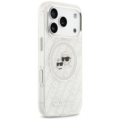 Futrola MagSafe za Apple iPhone 17 Pro, Karl Lagerfeld, Glitter Karl & Choupette Head, Bijela