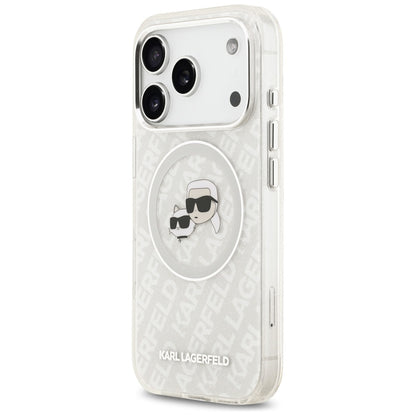 Futrola MagSafe za Apple iPhone 17 Pro, Karl Lagerfeld, Glitter Karl & Choupette Head, Bijela