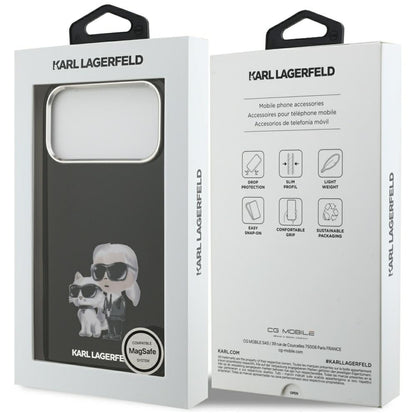 Futrola MagSafe za Apple iPhone 17 Pro, Karl Lagerfeld, IML Aquarelle Logo Karl & Choupette, Crna