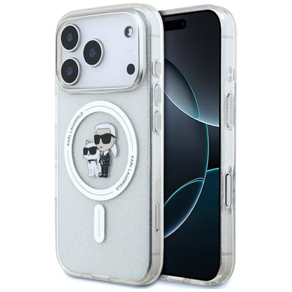 Futrola MagSafe za Apple iPhone 17 Pro, Karl Lagerfeld, IML Glitter Karl & Choupette, Prozirna