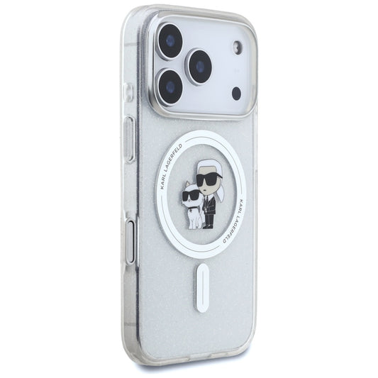 Futrola MagSafe za Apple iPhone 17 Pro, Karl Lagerfeld, IML Glitter Karl & Choupette, Prozirna