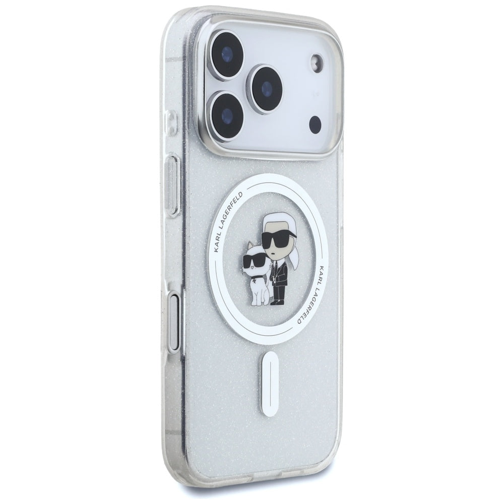 Futrola MagSafe za Apple iPhone 17 Pro, Karl Lagerfeld, IML Glitter Karl & Choupette, Prozirna