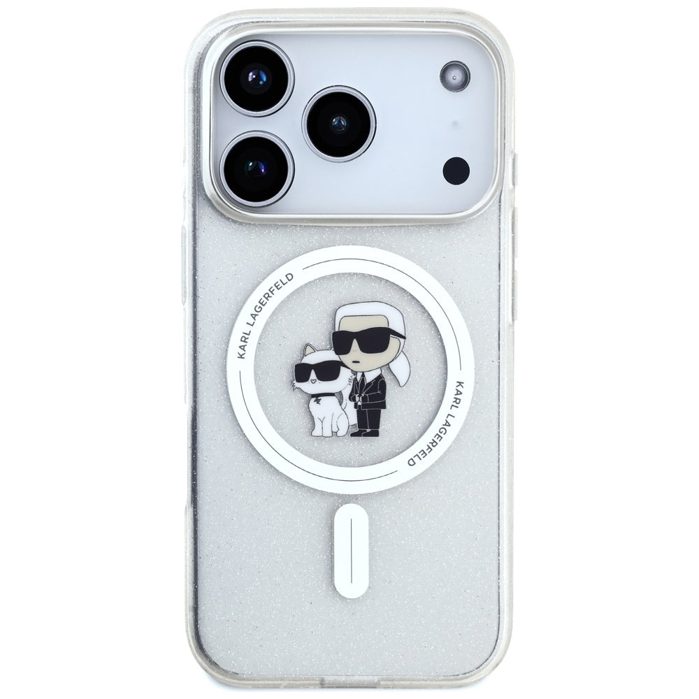 Futrola MagSafe za Apple iPhone 17 Pro, Karl Lagerfeld, IML Glitter Karl & Choupette, Prozirna