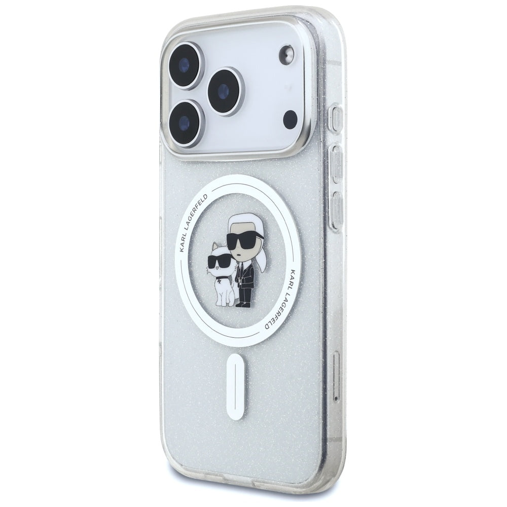 Futrola MagSafe za Apple iPhone 17 Pro, Karl Lagerfeld, IML Glitter Karl & Choupette, Prozirna