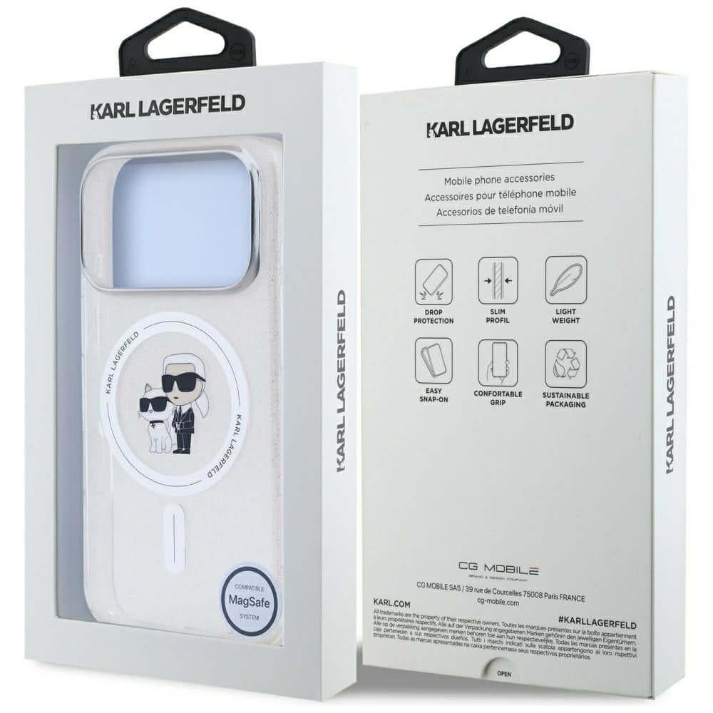 Futrola MagSafe za Apple iPhone 17 Pro, Karl Lagerfeld, IML Glitter Karl & Choupette, Prozirna