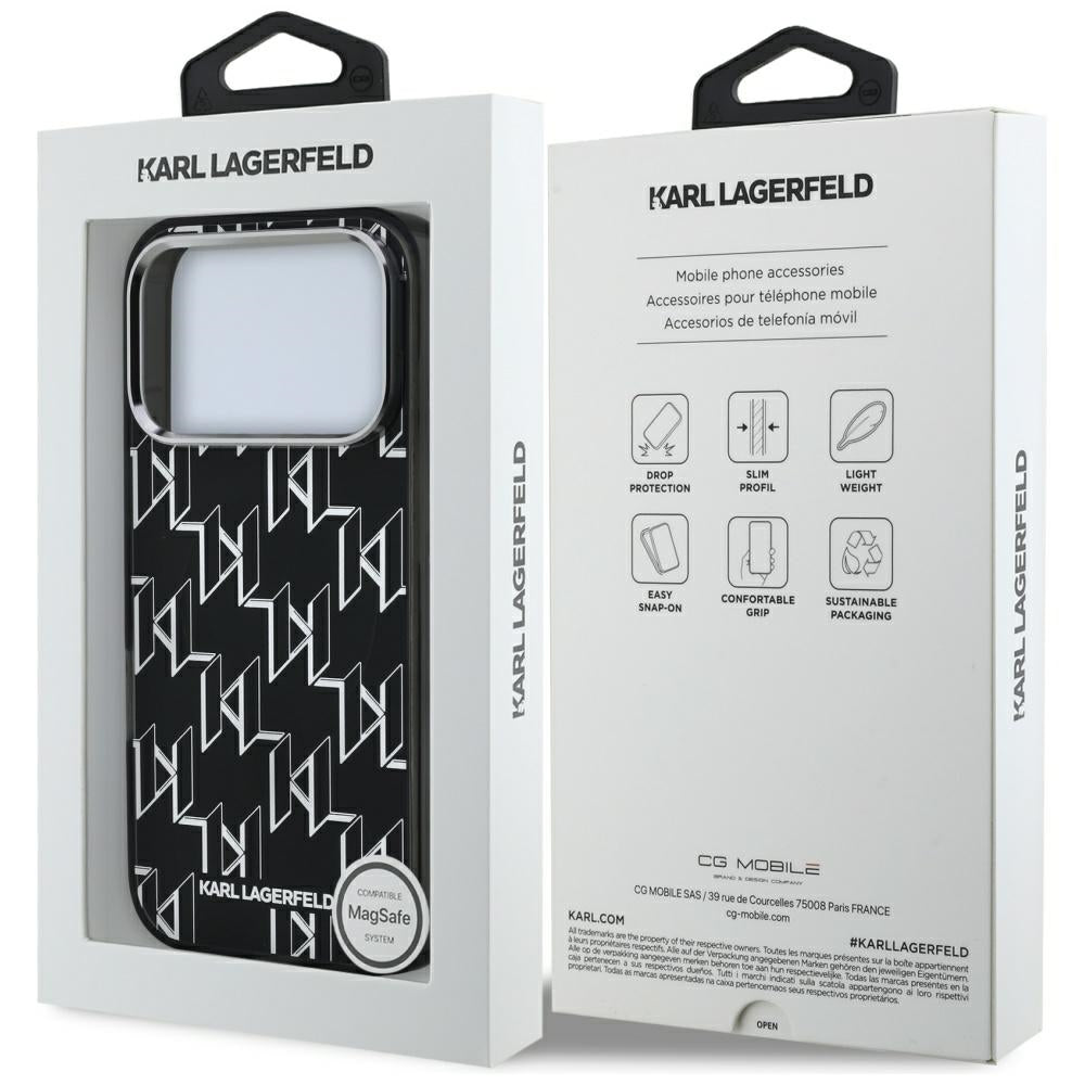 Futrola MagSafe za Apple iPhone 17 Pro, Karl Lagerfeld, IML KL Monogram, Crna