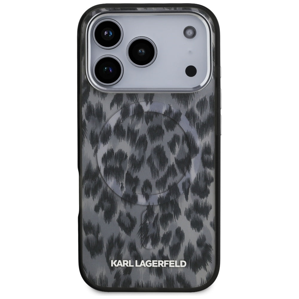 Futrola MagSafe za Apple iPhone 17 Pro, Karl Lagerfeld, IML Leopard uzorak, Crna