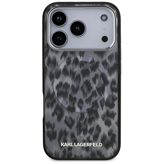Futrola MagSafe za Apple iPhone 17 Pro, Karl Lagerfeld, IML Leopard uzorak, Crna