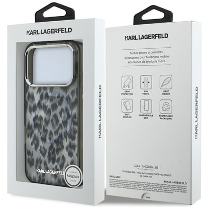 Futrola MagSafe za Apple iPhone 17 Pro, Karl Lagerfeld, IML Leopard uzorak, Crna