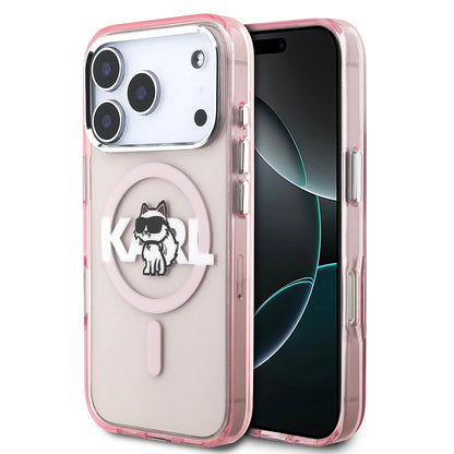 MagSafe futrola za Apple iPhone 17 Pro, Karl Lagerfeld, IML Sketch Logo Choupette, Roza