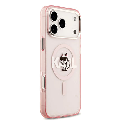 MagSafe futrola za Apple iPhone 17 Pro, Karl Lagerfeld, IML Sketch Logo Choupette, Roza