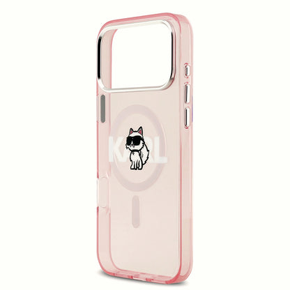 MagSafe futrola za Apple iPhone 17 Pro, Karl Lagerfeld, IML Sketch Logo Choupette, Roza