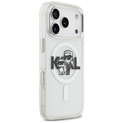 MagSafe futrola za Apple iPhone 17 Pro, Karl Lagerfeld, IML Sketch Logo Glitter Karl & Choupette, Prozirna