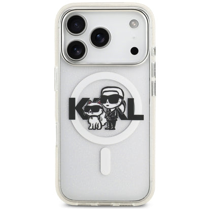 MagSafe futrola za Apple iPhone 17 Pro, Karl Lagerfeld, IML Sketch Logo Glitter Karl & Choupette, Prozirna