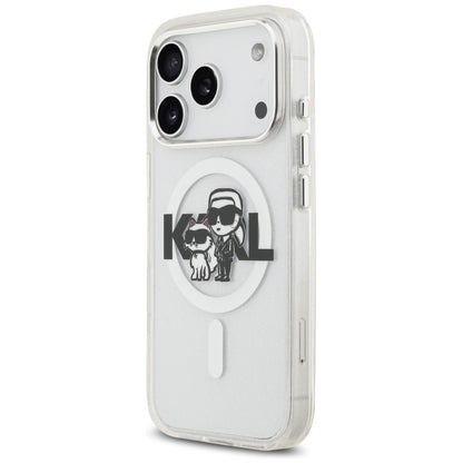 MagSafe futrola za Apple iPhone 17 Pro, Karl Lagerfeld, IML Sketch Logo Glitter Karl & Choupette, Prozirna