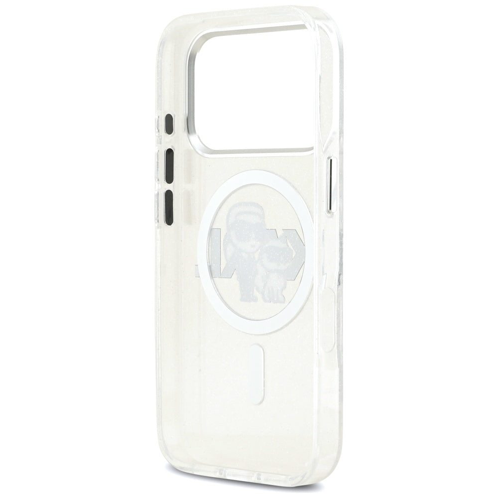 MagSafe futrola za Apple iPhone 17 Pro, Karl Lagerfeld, IML Sketch Logo Glitter Karl & Choupette, Prozirna