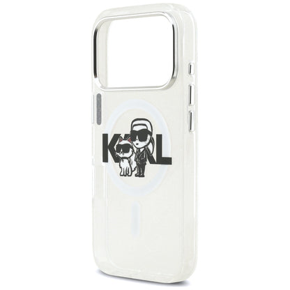 MagSafe futrola za Apple iPhone 17 Pro, Karl Lagerfeld, IML Sketch Logo Glitter Karl & Choupette, Prozirna