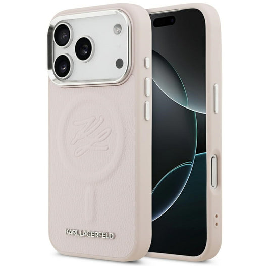 Futrola MagSafe za Apple iPhone 17 Pro, Karl Lagerfeld, Initial & Metal Logo, Roza