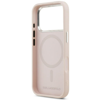 Futrola MagSafe za Apple iPhone 17 Pro, Karl Lagerfeld, Initial & Metal Logo, Roza