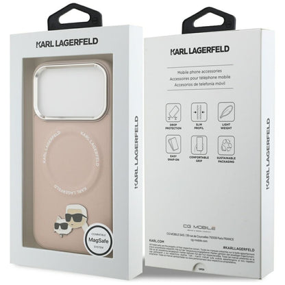 Husa MagSafe pentru Apple iPhone 17 Pro, Karl Lagerfeld, Karl & Choupette Pins, Roz