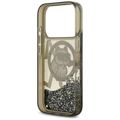 Futrola MagSafe za Apple iPhone 17 Pro, Karl Lagerfeld, Liquid Glitter Choupette Logo, Crna