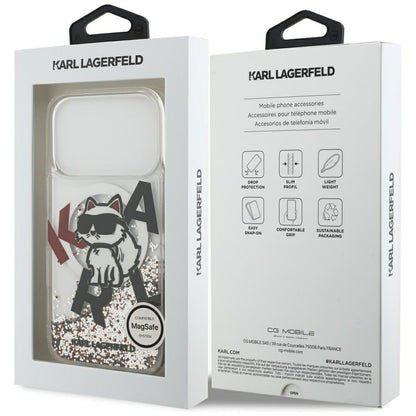 MagSafe futrola za Apple iPhone 17 Pro, Karl Lagerfeld, Liquid Glitter Choupette Logo, Prozirna
