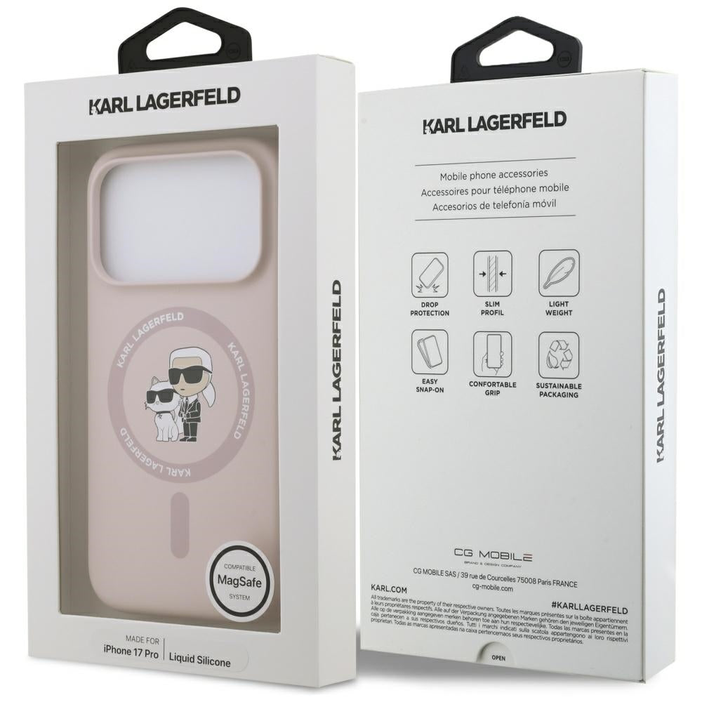 Futrola MagSafe za Apple iPhone 17 Pro, Karl Lagerfeld, Ring Karl & Choupette, Roza