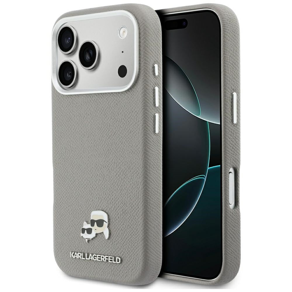 MagSafe futrola za Apple iPhone 17 Pro, Karl Lagerfeld, Saffiano Karl & Choupette Pins, Siva
