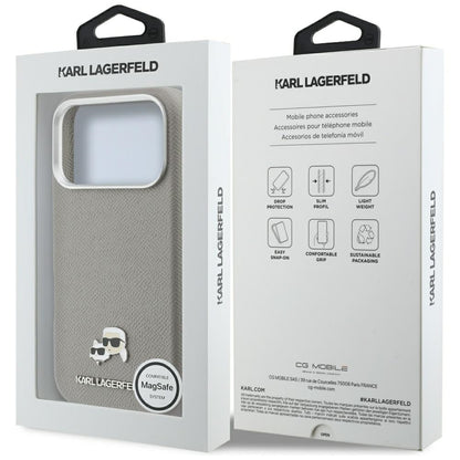 MagSafe futrola za Apple iPhone 17 Pro, Karl Lagerfeld, Saffiano Karl & Choupette Pins, Siva