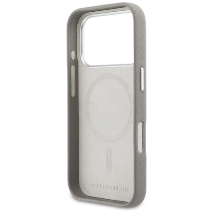 MagSafe futrola za Apple iPhone 17 Pro, Karl Lagerfeld, Saffiano Karl & Choupette Pins, Siva