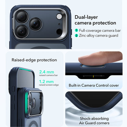 Husa MagSafe za Apple iPhone 17 Pro Max, ESR, Classic Hybrid Kickstand, Plava Satinirana