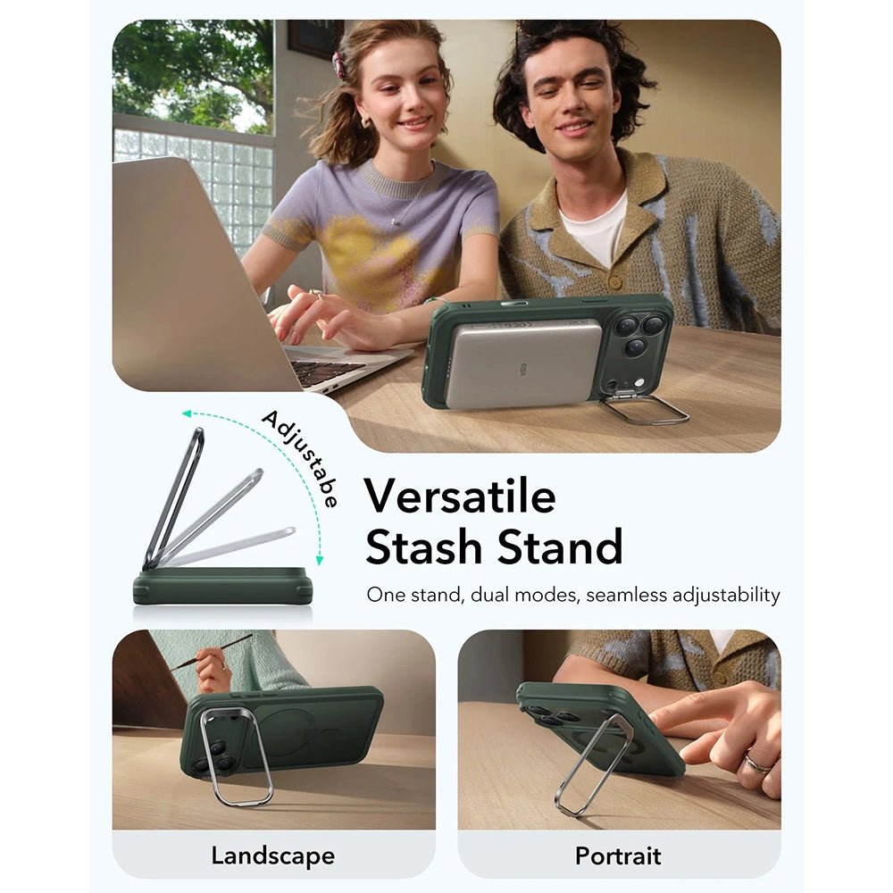 Futrola MagSafe za Apple iPhone 17 Pro Max, ESR, Classic Hybrid Kickstand, Satinirano Zelena