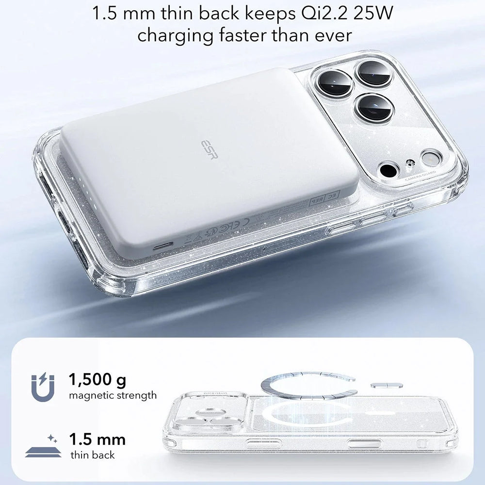 Futrola MagSafe za Apple iPhone 17 Pro Max, ESR, Classic Hybrid Shimmer, Prozirna