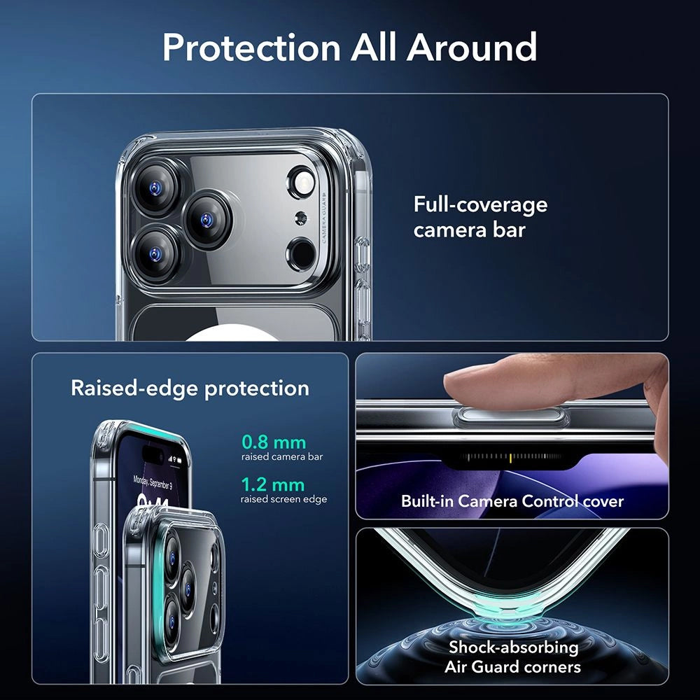 MagSafe futrola za Apple iPhone 17 Pro Max, ESR, Classic Hybrid sa zaštitom za ekran, Prozirna