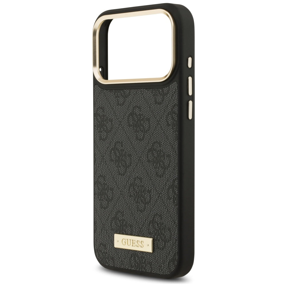 MagSafe futrola za Apple iPhone 17 Pro Max, Guess, 4G Logo Plate, Crna