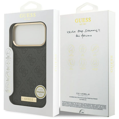 MagSafe futrola za Apple iPhone 17 Pro Max, Guess, 4G Logo Plate, Crna
