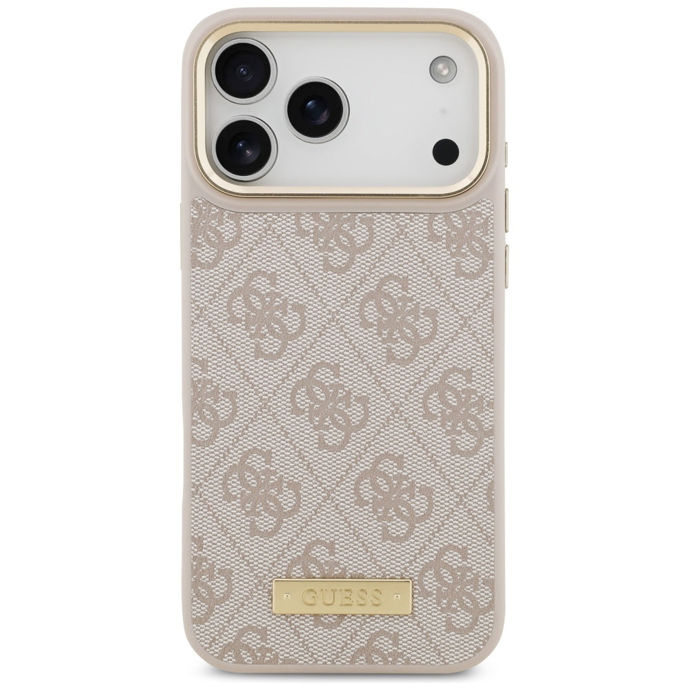 MagSafe futrola za Apple iPhone 17 Pro Max, Guess, 4G Logo Plate, Roza
