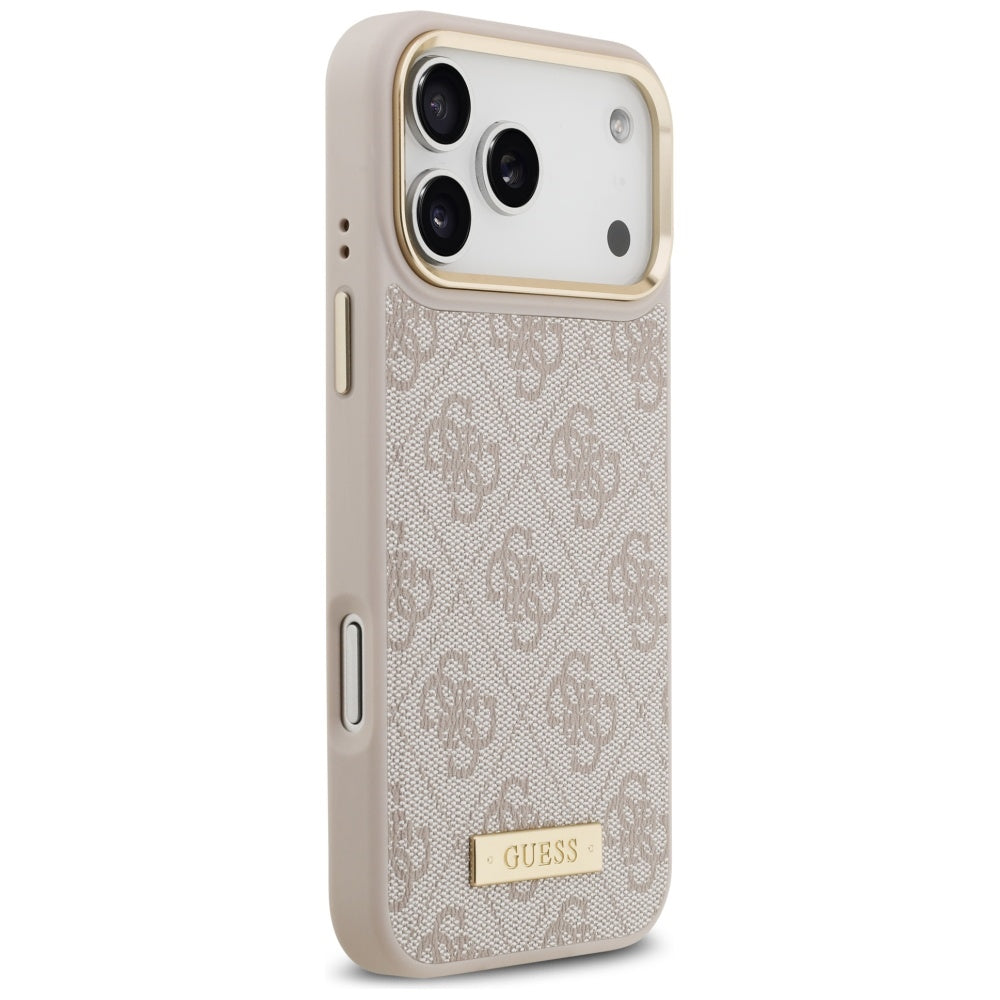 MagSafe futrola za Apple iPhone 17 Pro Max, Guess, 4G Logo Plate, Roza
