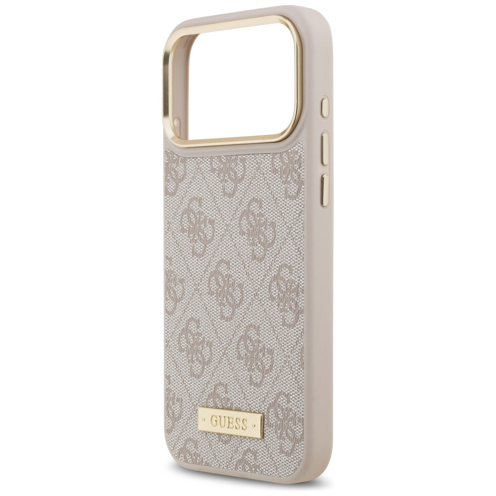 MagSafe futrola za Apple iPhone 17 Pro Max, Guess, 4G Logo Plate, Roza
