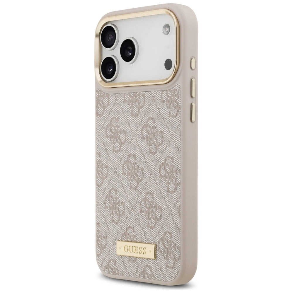 MagSafe futrola za Apple iPhone 17 Pro Max, Guess, 4G Logo Plate, Roza