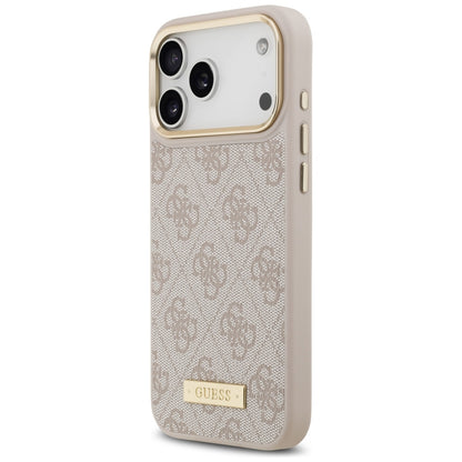 MagSafe futrola za Apple iPhone 17 Pro Max, Guess, 4G Logo Plate, Roza